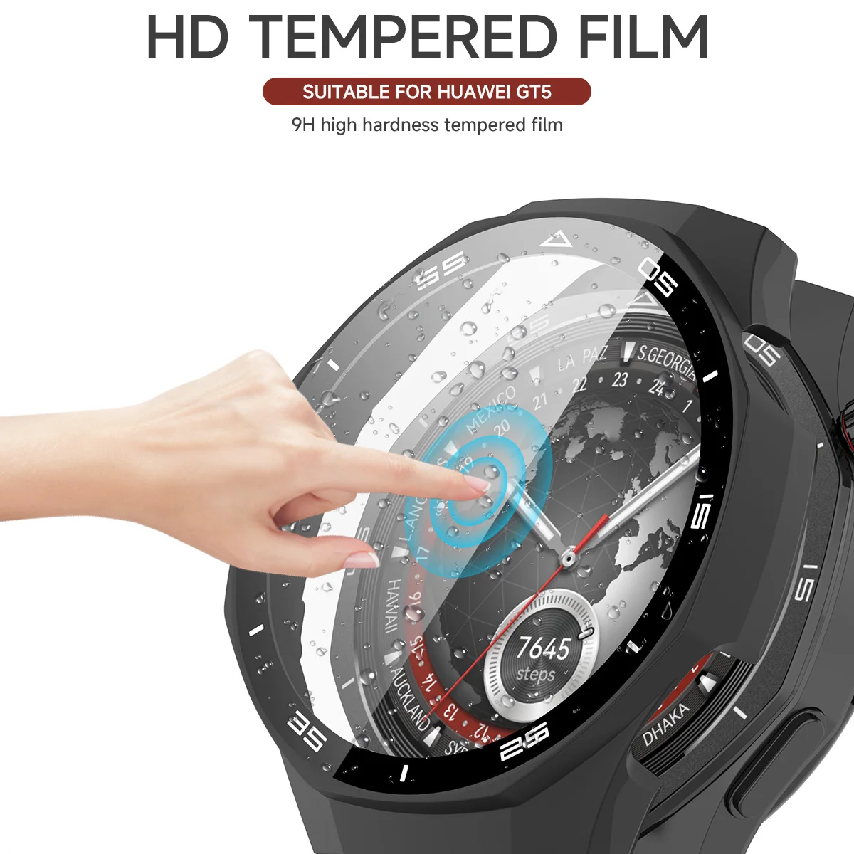 Tempered Glass Screen Protector & Hard PC Protective Bumper Case for Smartwatch - 46mm, Enhanced Protection Accessories