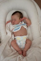 NPK 45CM Newborn Baby Doll Reborn Loulou Asleep Soft Cuddly Body Lifelike 3D Skin with Visible Veins High Quality Handmade Doll 1