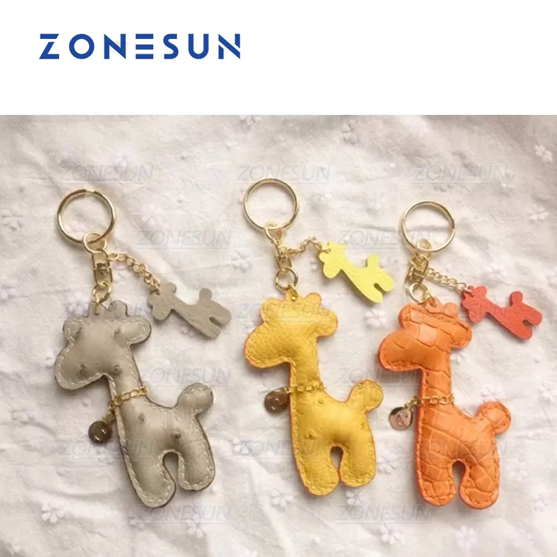

ZONESUN, изготовленный на заказ, кожаный брелок для ключей с жирафом, высечки для ручной работы, кольцо для ключей, сделай сам, подвесное украшение, высечка, высечка, Штампованная Сталь
