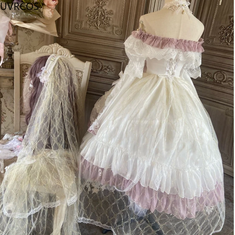 Lolita Dress Lolita Suspender Dress Lolita Cosplay Costumes Japanese Sweet Kawaii Lolita Dress Women Victorian Vintage Princess Party Wedding Dresses Girly Lace Bow Elegant Lolita Clothing