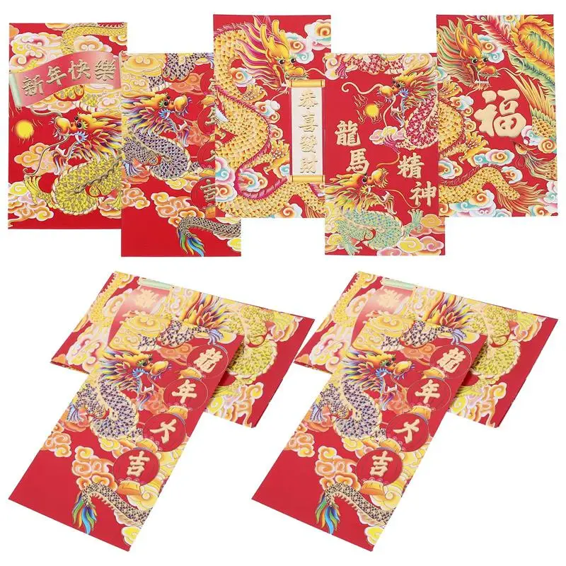 30Pcs Chinese Style Red Envelopes New Year Money Packets Lucky Money Bags 2024 Red Envelopes Pocket Gifts