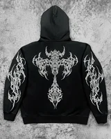 Retro Y2K Sweatshirt Moonlight Sigil Graphic Zipper Hoodie Women Mens Hip Hop Letter Oversized Hoodie Jacket Clothes Streetwear 1