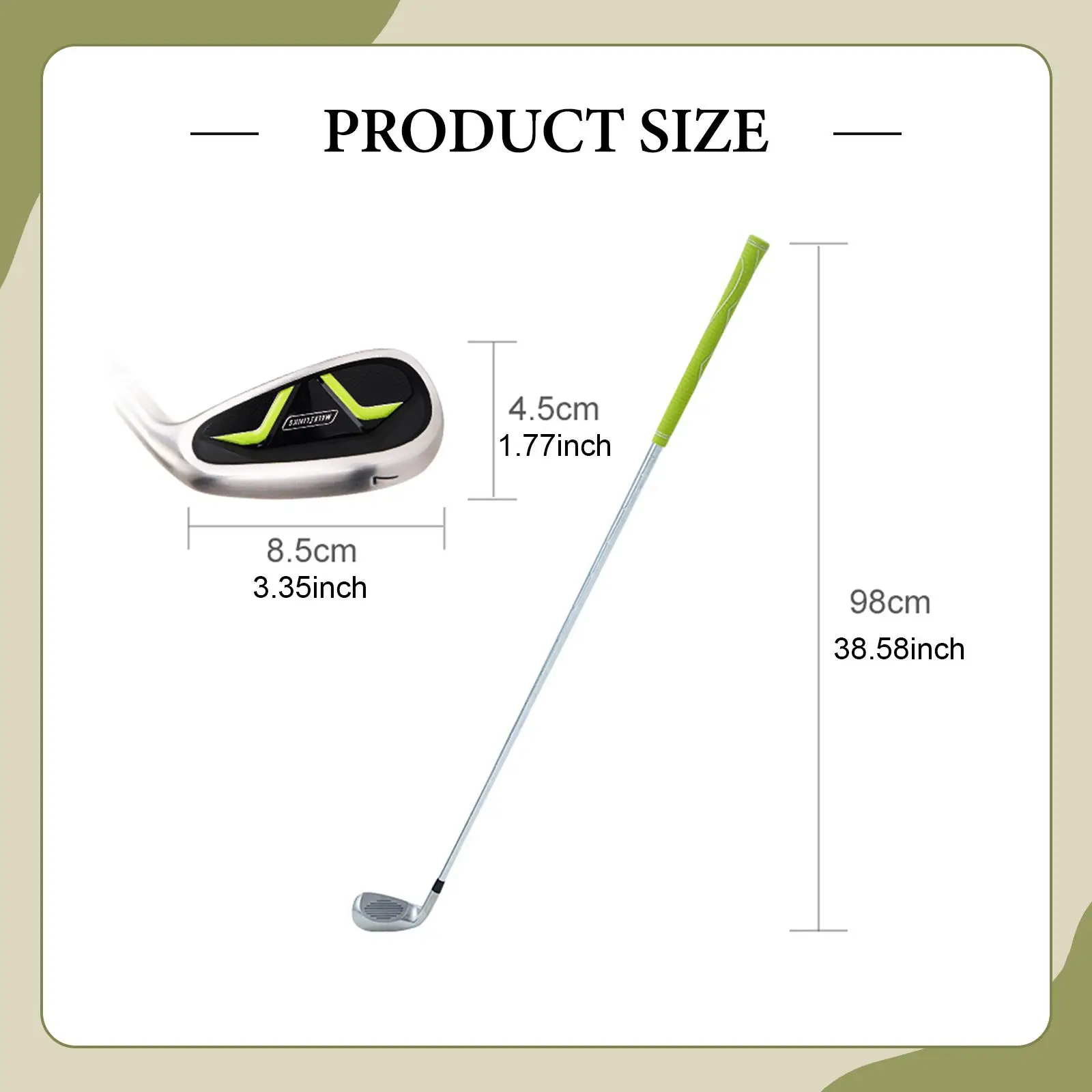 Golf Iron Stainless Steel Strength Nonslip Grip Golf Equipment Practice Rod, 38.58inch for Office Sports Beginners