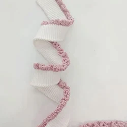 Striped Rib Knit Fabric for DIY Fashion Design - Collar, Cuffs, and Hem Trim (Sakura Pink)