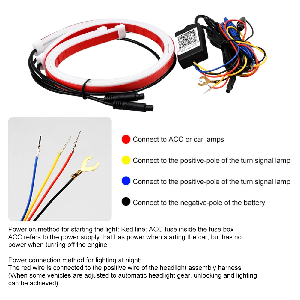 2Pcs Car LED Neon Light DRL RGB Daytime Running Light APP&Remote Control Taillight Strip Colorful Flowing Turn Signal Waterproof