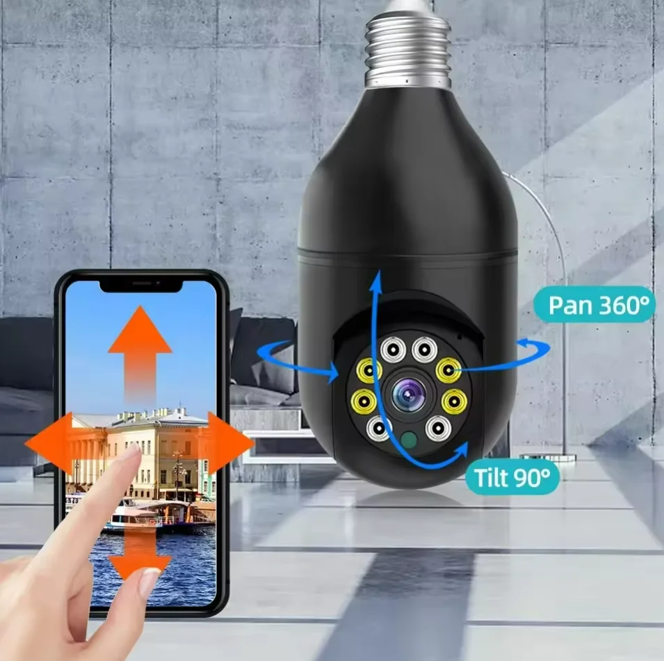 360° HD Night Vision Light Bulb Camera, Wireless WiFi, V360pro APP, Remote Monitoring, Compatible with Xiaomi Huawei Phones 4