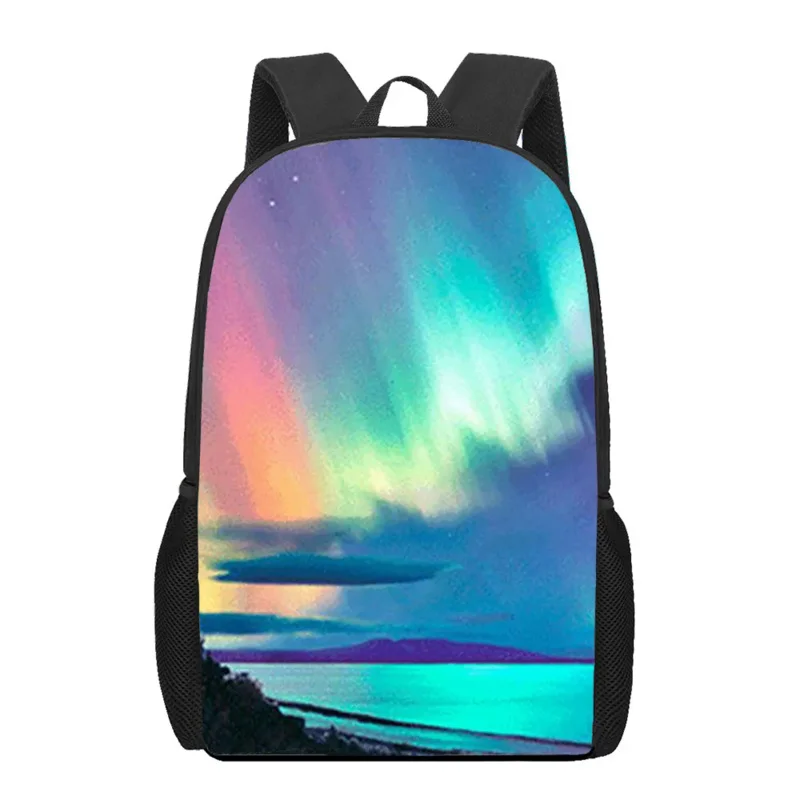 

Northern Lights Sky Scenery Kids School Bags Girls Boys Book Bag Men Woman Casual Storage Backpack Teenager Laptop Rucksacks