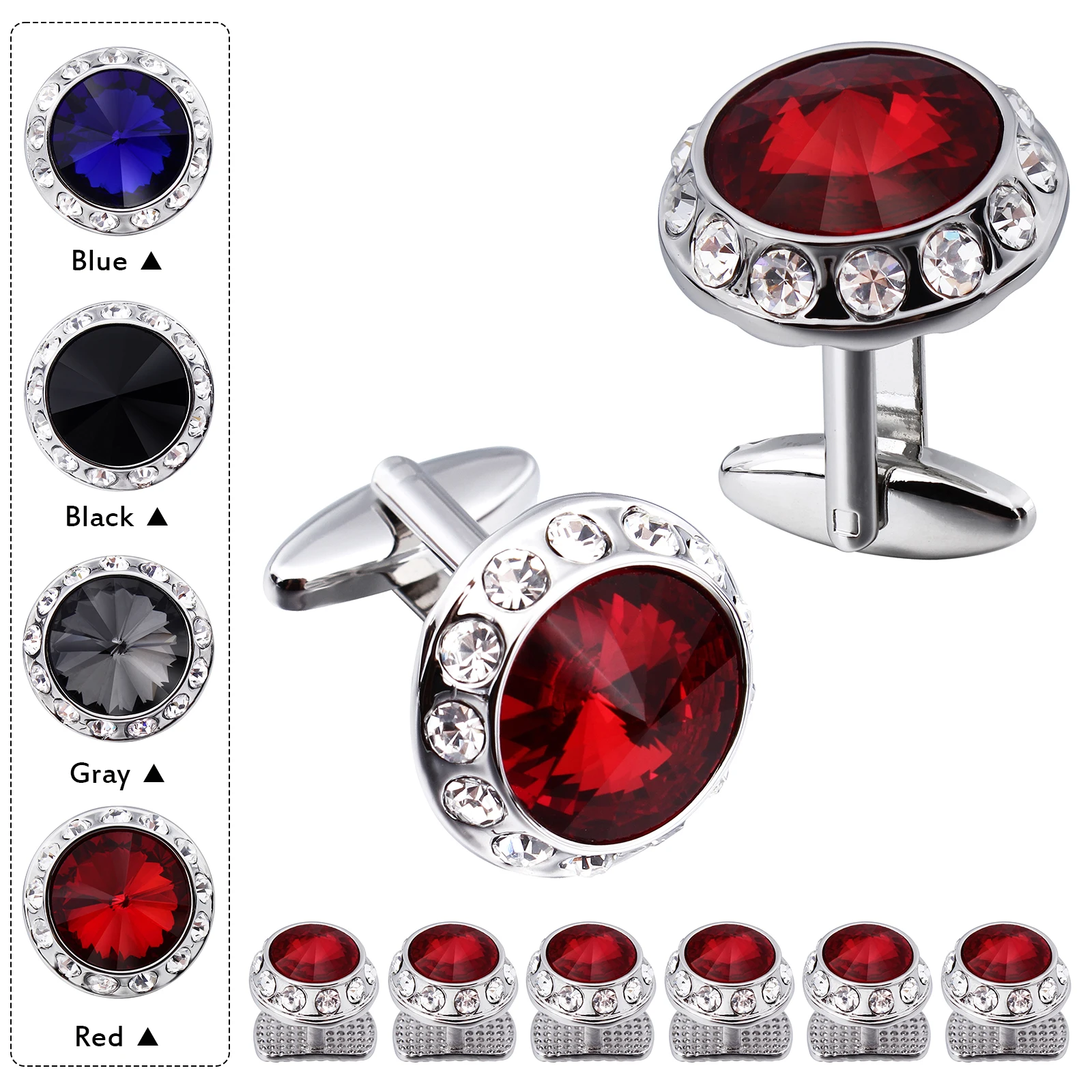 thumbnail image 2 of HAWSON Men’s Cufflinks & Tuxedo Studs Set – Black & Silver Tone, Gift Box – Perfect For Weddings & Formal Events 2 of 6