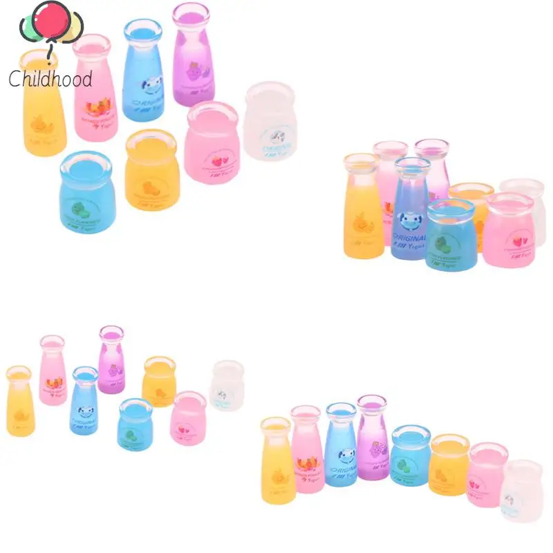 

4 шт./1 Набор, миниатюрная бутылка йогурт 1:12 для кукольного домика, бутылка для фруктов и молока, кухонная модель, аксессуары для кукольного домика