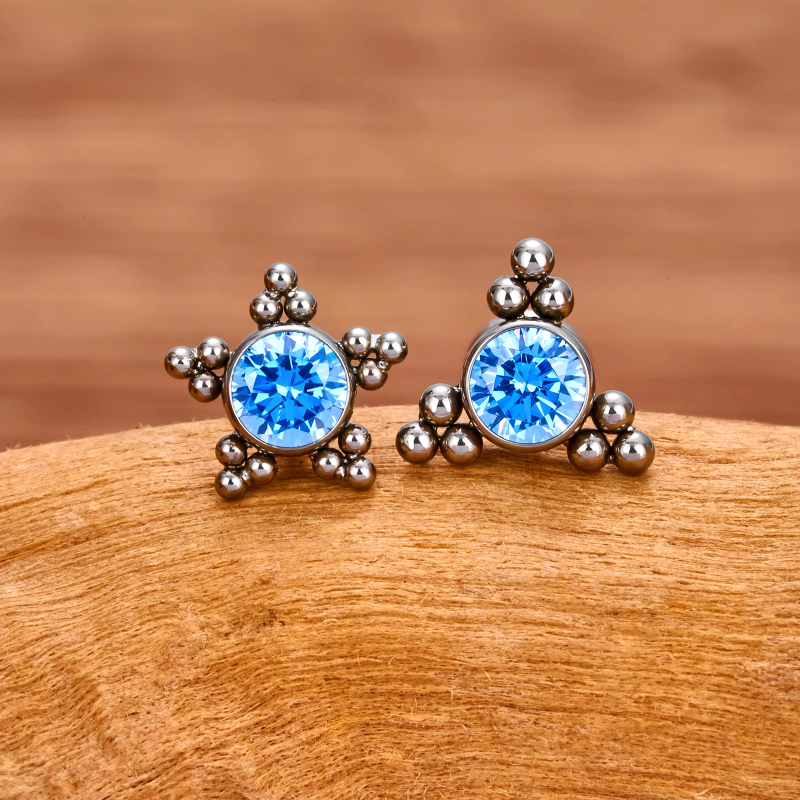 ASTM F136 티타늄 스타 펜던트 CZ 라브렛 스터드 물방울 트라거스 연골 귀걸이 플랫백 헬릭스 셉텀 바디 피어싱 쥬얼리