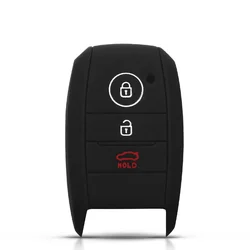 Premium Silicone Car Key Cover - 3 - Button Remote Fob Protection (Black)