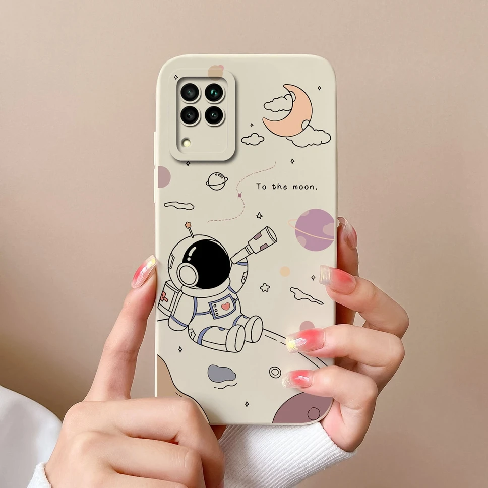 Lovely Astronaut Smooth Liquid Back Cover Case for Huawei P40 Lite Series