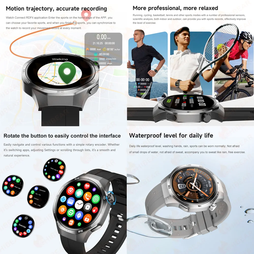 2026New Smartwatch Watch 5 PRO Men Outdoor Sports Compass Bluetooth Talk NFC Heart Rate GPS Track Weather Waterproof Smart watch