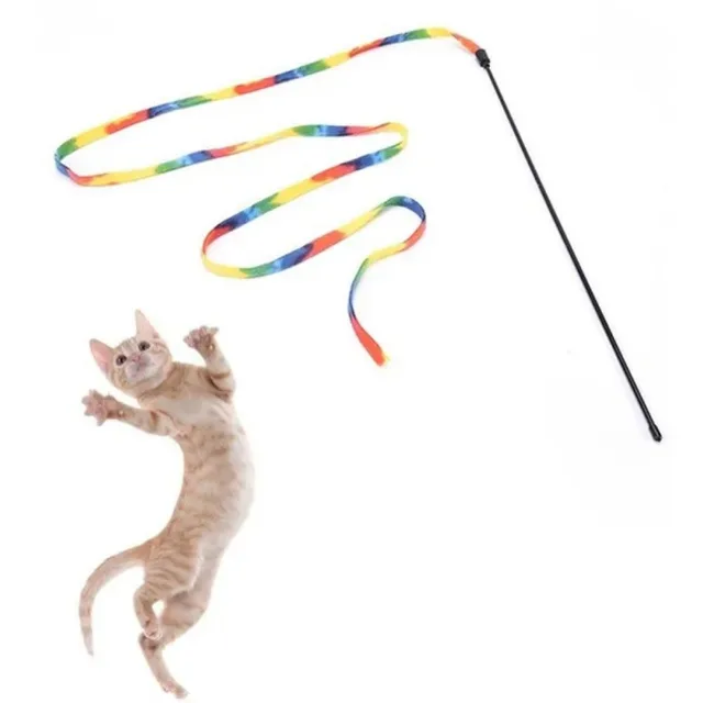 Interactive Cat Rainbow Wand Toys, Interactive Cat Teaser Wand String, Colorful Ribbon for Most Cats and Kittens 5