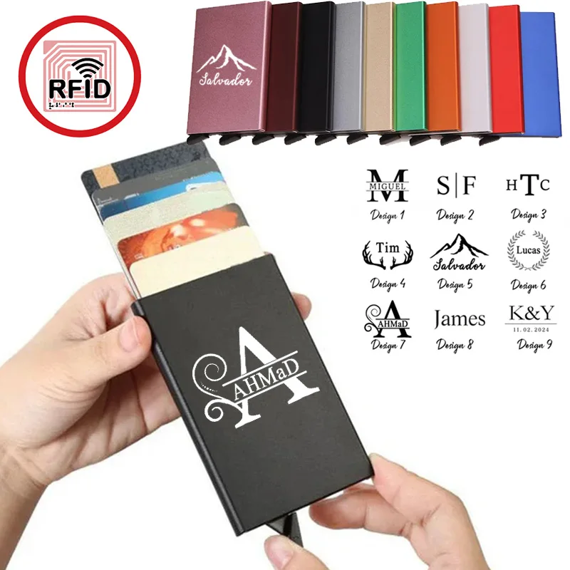 맞춤형 이름 다중 스타일 RFID 차단 카드 홀더 - 합금 소재 긁힘 방지 6-1..