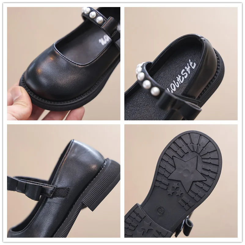 Leather Girls Mary Jane Flats with Bow Soft Sole