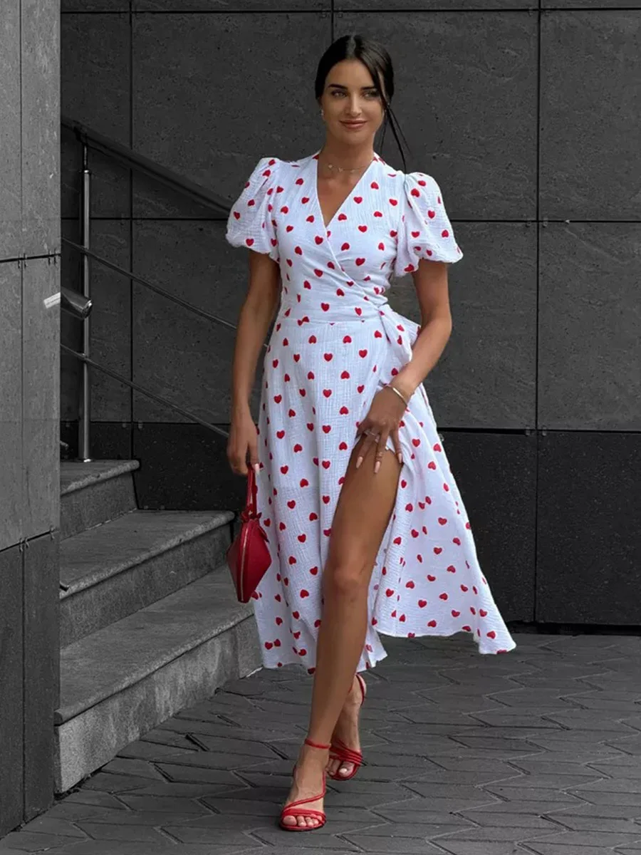 Women's Loose Fit Cotton Blend Maxi Dress with V-Neck & Short Sleeves S9c835476799a4967b16822d8763afb4e7