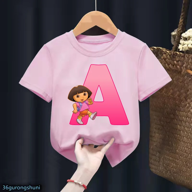 t shirt kid rock Newly Girls T-Shirt Dora Explorer Letter Printed Children'S Clothing Tshirt For Kids Birthday Gift Clothing Cute Toddler Tshirts t-shirt cartoon	