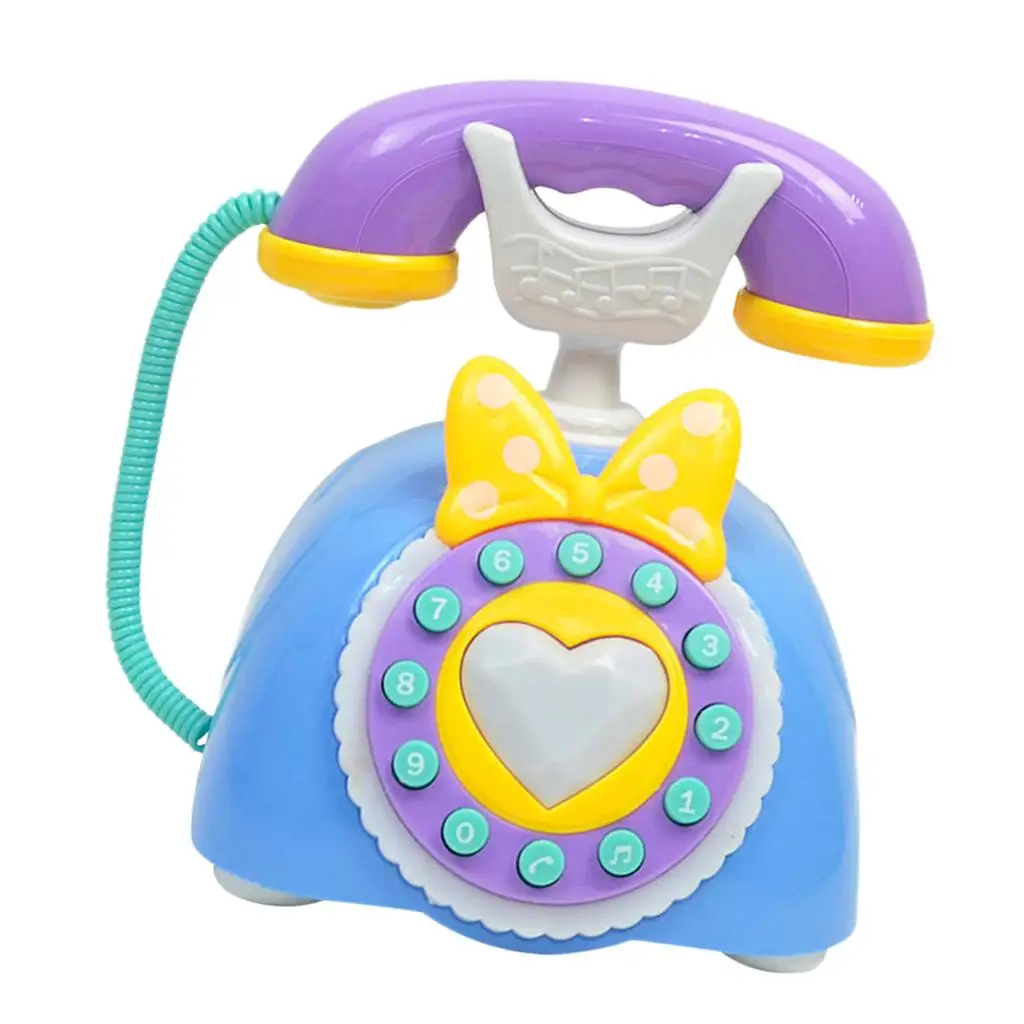 Plastic Electronic Vintage Telephone Landline Kids Pretend Play Early Educational Toy Birthday Gift 4