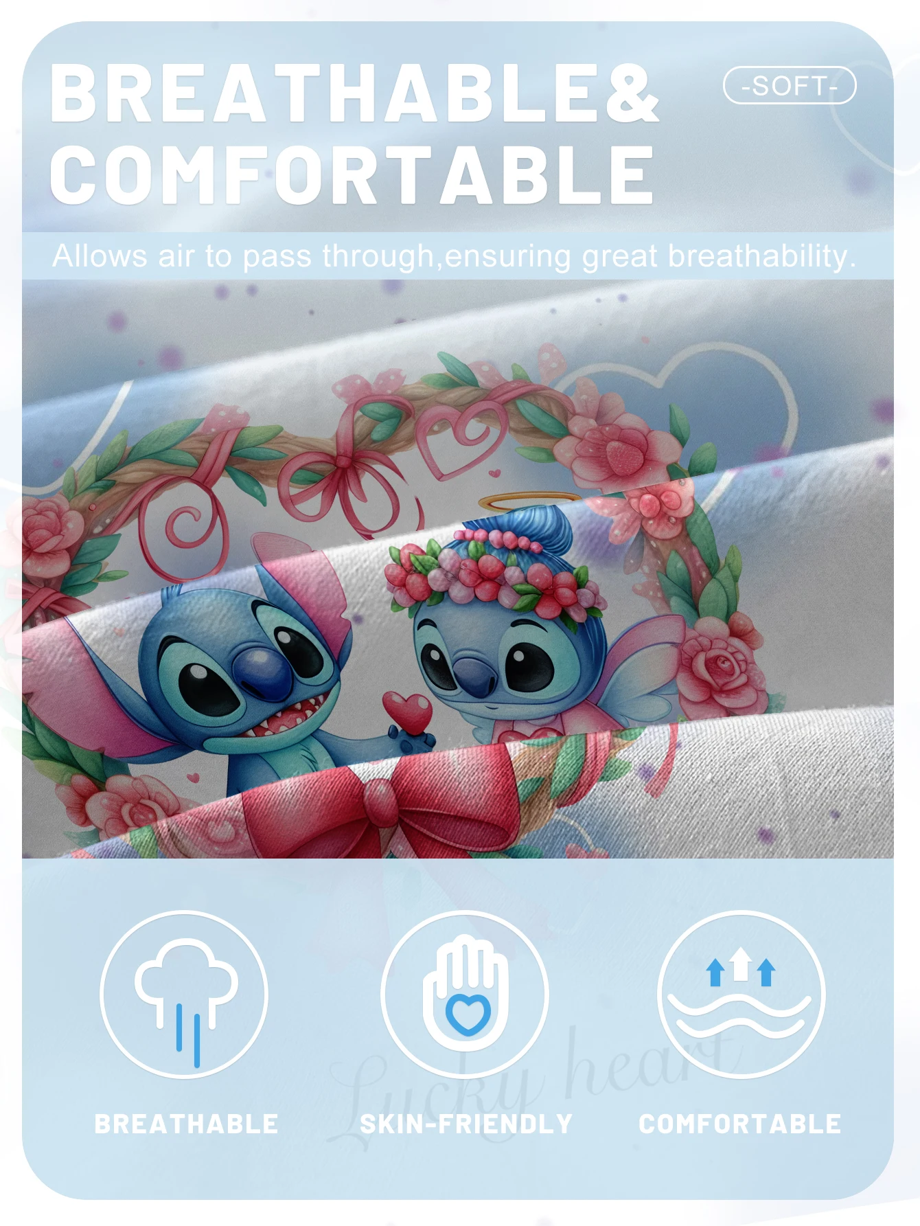 1 cartoon cute Stitch pattern digital printed frosted Fitted Sheet,bedroom printed bed cover,bedding(No pillowcase) 5