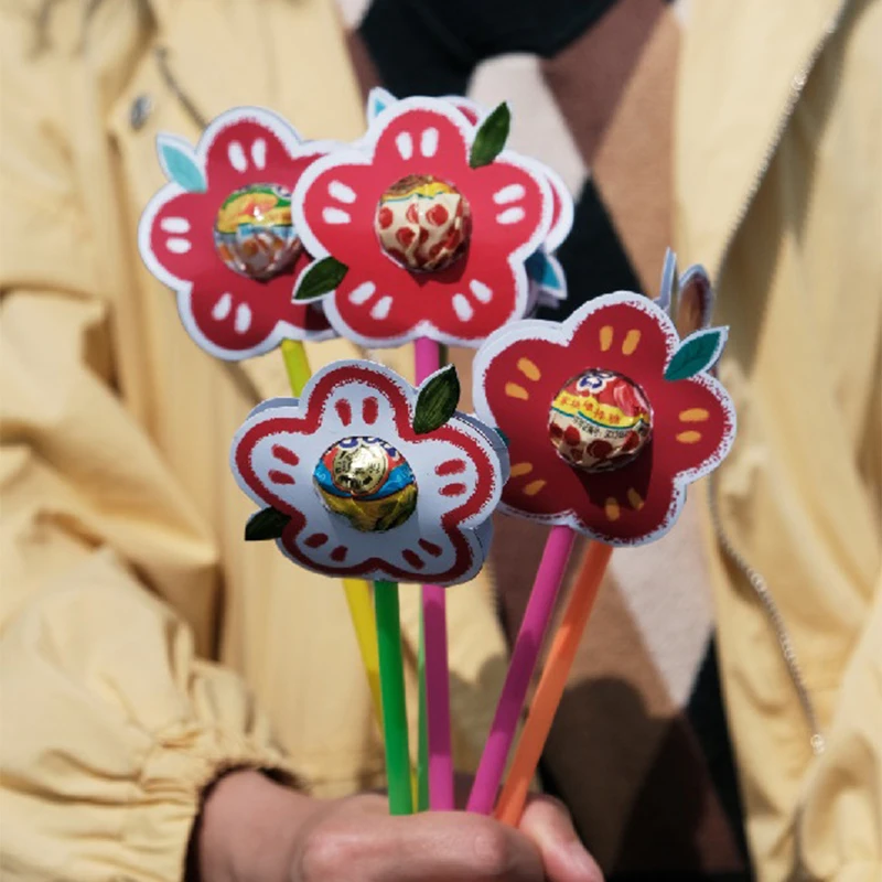 

9Pcs Women's Day Handmade DIY Little Safflower Lollipop Kids Creative Semi-finished Material Pack
