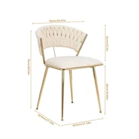 Anajqaqia, комплект из 2 предметов, роскошные бархатные обеденные стулья с металлическими ножками, современный дизайн для гостиных, спальни, 52x43,5x75 см — изображение 6