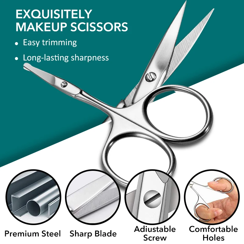 Nose Hair Scissors Facial Hair Scissors Eyebrow Scissors Beauty Scissors 1Pcs Professional Small Makeup Eyebrows Grooming Scissors Cuticles for Face Nose Hair Beard Trimmer Men and Women