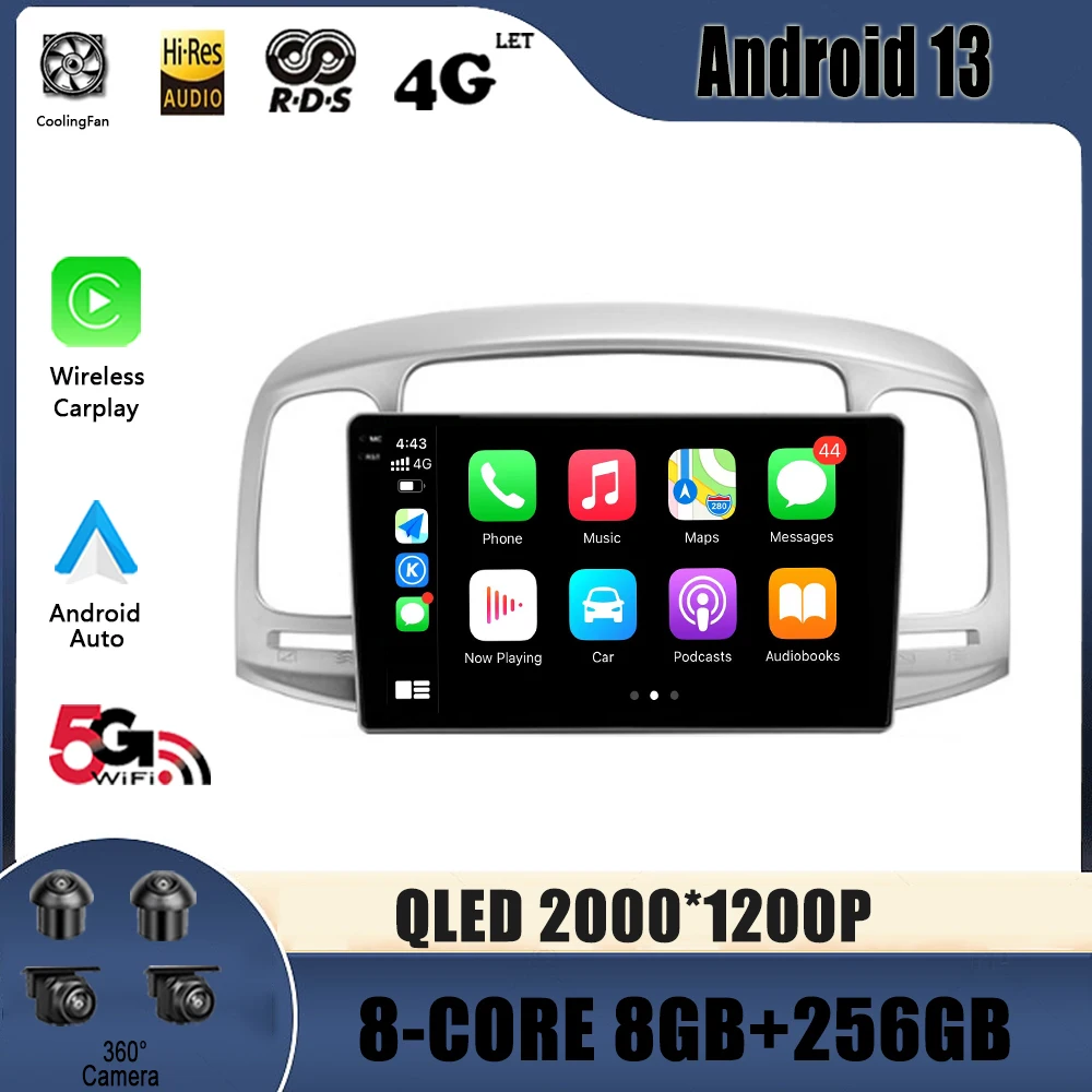 

Car Navigation Screen Android 13 Carplay For Hyundai Accent 3 2006 - 2011 GPS Navigation Touch Screen Stereo WIFI 4G Carplay