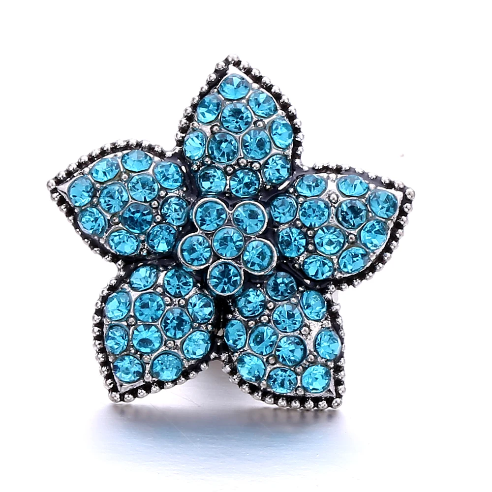 15pcs Rhinestone Flower 18mm Metal Snap Buttons Fit DIY Snap Button Bracelet Necklace Jewelry ACC
