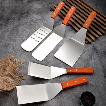 Stainless Steel Spatula and Grill Scraper Non Stick Durable Barbecue Cooking Tools Pizza Shovel Pancake Beef BBQ Utensils