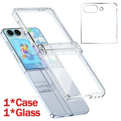 Hinge Protection Flip Case with Tempered Glass Screen Protector - Galaxy Z Flip 7 (1 Case 1 Glass)