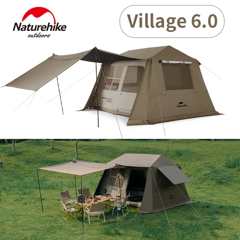 Naturehike Village 6.0 Quick Opening Tent Waterproof Black Coating Sunscreen Automatic Tent Camping Outdoor Travel Portable