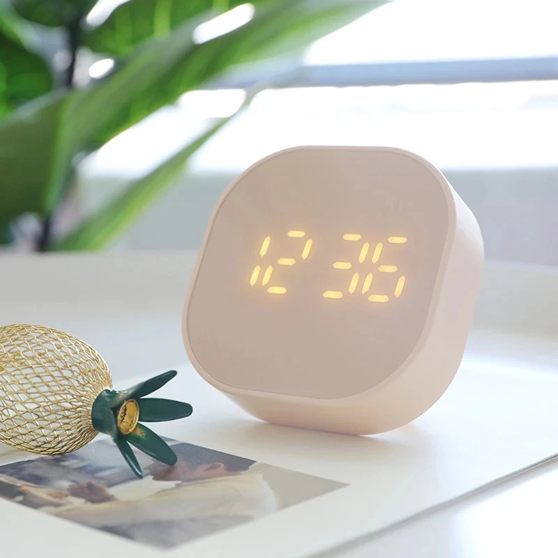 

Square Small Alarm Clock Luminous Mute LED Multifunctional Digital Clock Light Electronic Desktop Digital Table Clock Hour mete