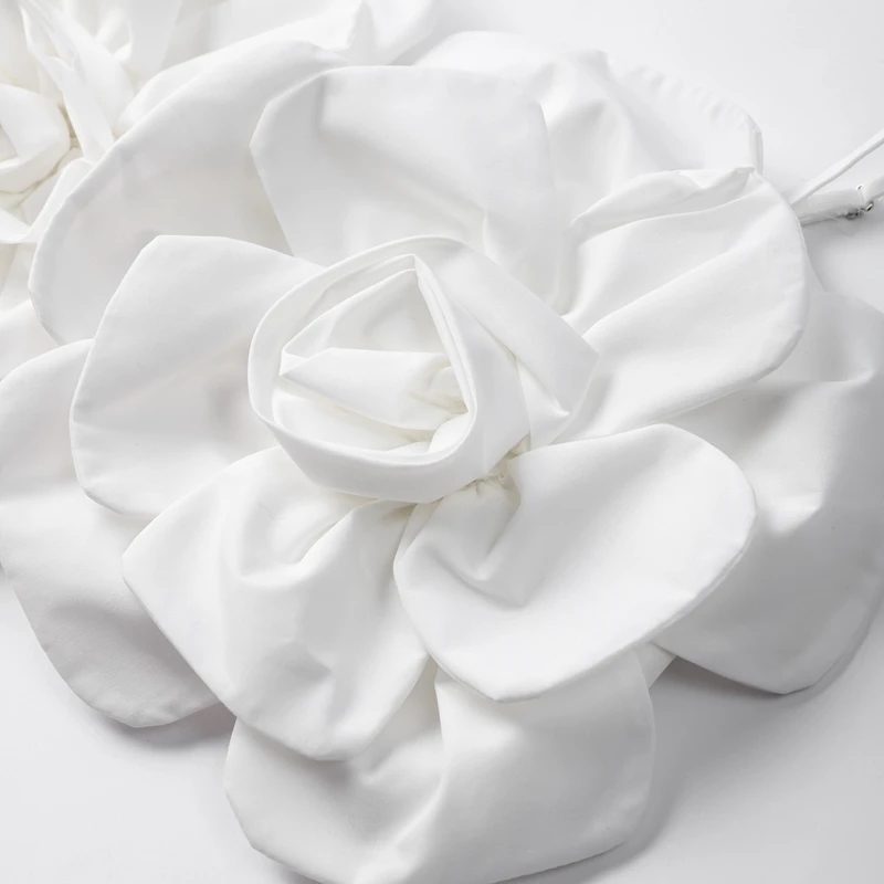Sexy Chic 3d Floral Croptop Women Backless Sleeveless White Female Slip Vests Spring Summer New Fashion Street Lady Tops