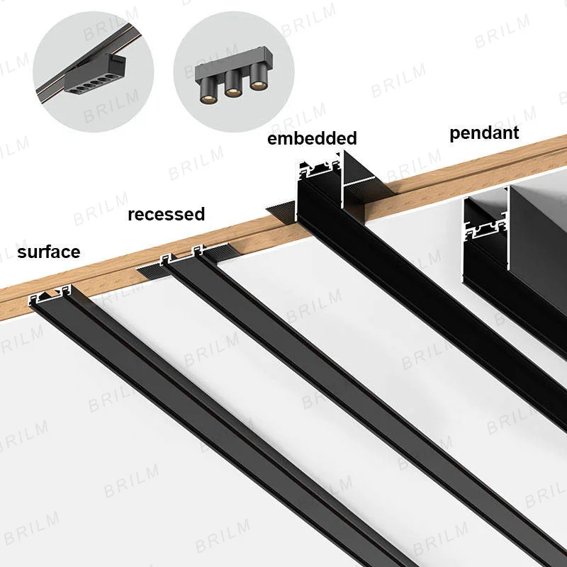 Description Picture 2 of itemUltra thin Magnetic Track Light 6MM Rail Surface Embedded Plastering Mount Spot LED Smart Tuya Zigbee Black White 1m/2m/2.5m