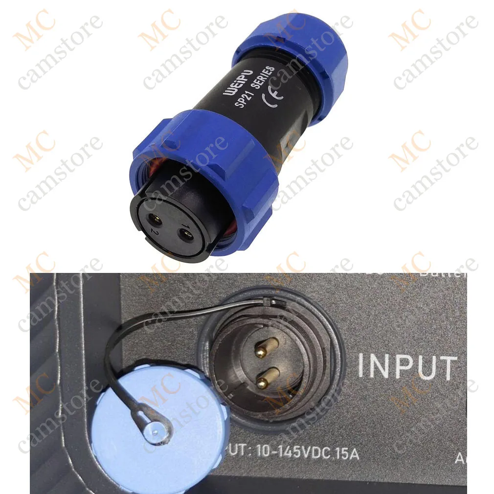 2pin Female Plug for Bluetti Input WEIPU SP2110/S2 2 Pin Waterproof Aviation Connector Power Bank Charger Plug Adapter Plug Adapter Power Plug Connector