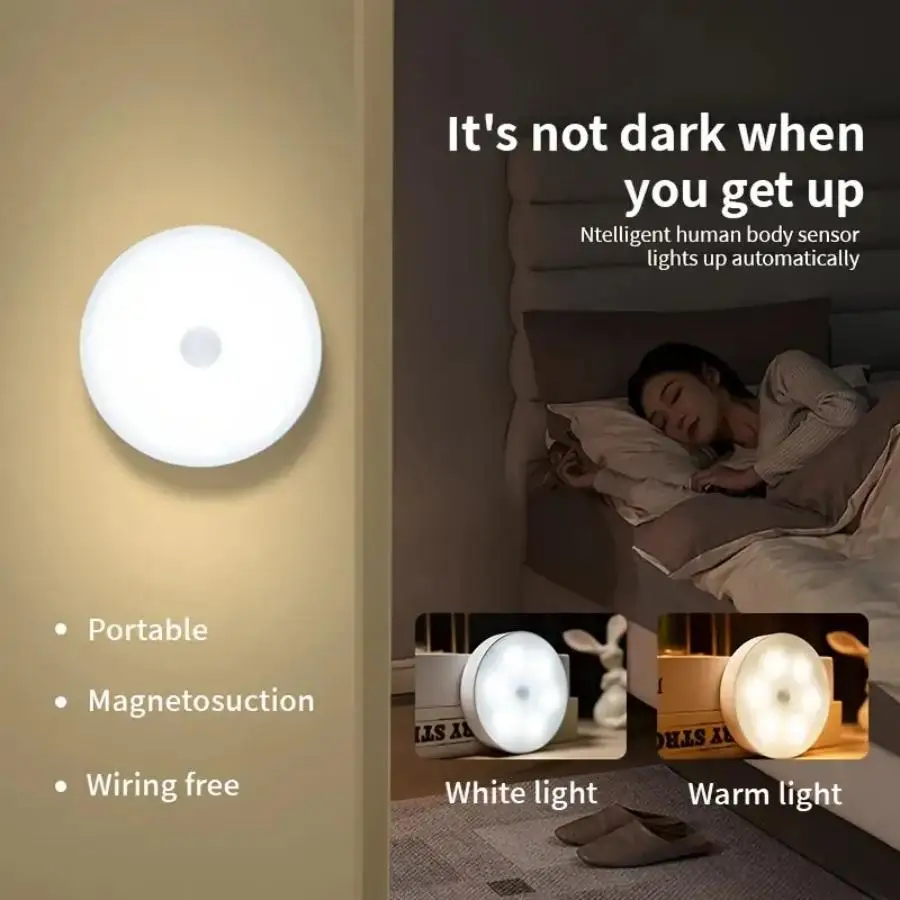 LED Smart Human Body Sensor Night Lamp Emergency Automatic Lighting USB Charging Wireless Magentic Suction Use Night Light led night lamp