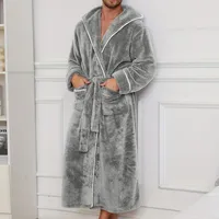 Automne et hiver confortable coton flanelle luxe ouvert tissage vêtements de nuit pour couples hommes chaud peignoir vêtements de nuit vêtements de nuit 3