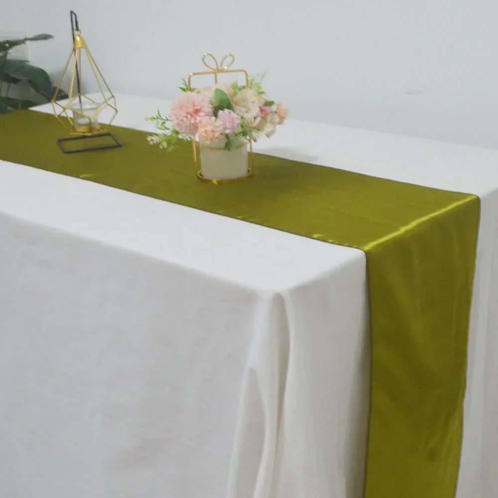 Shiny Satin Table Runner For Wedding Banquet Decoration Cloth Ribbon Table Flags Christmas Birthday Party Restaurant Table Cover 6