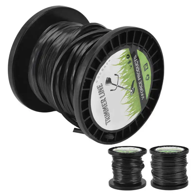 30m 50m Length 3.3mm Diameter String Trimmer Line Low Noise Quadrate Black Trimmer Line For Lawn Mower