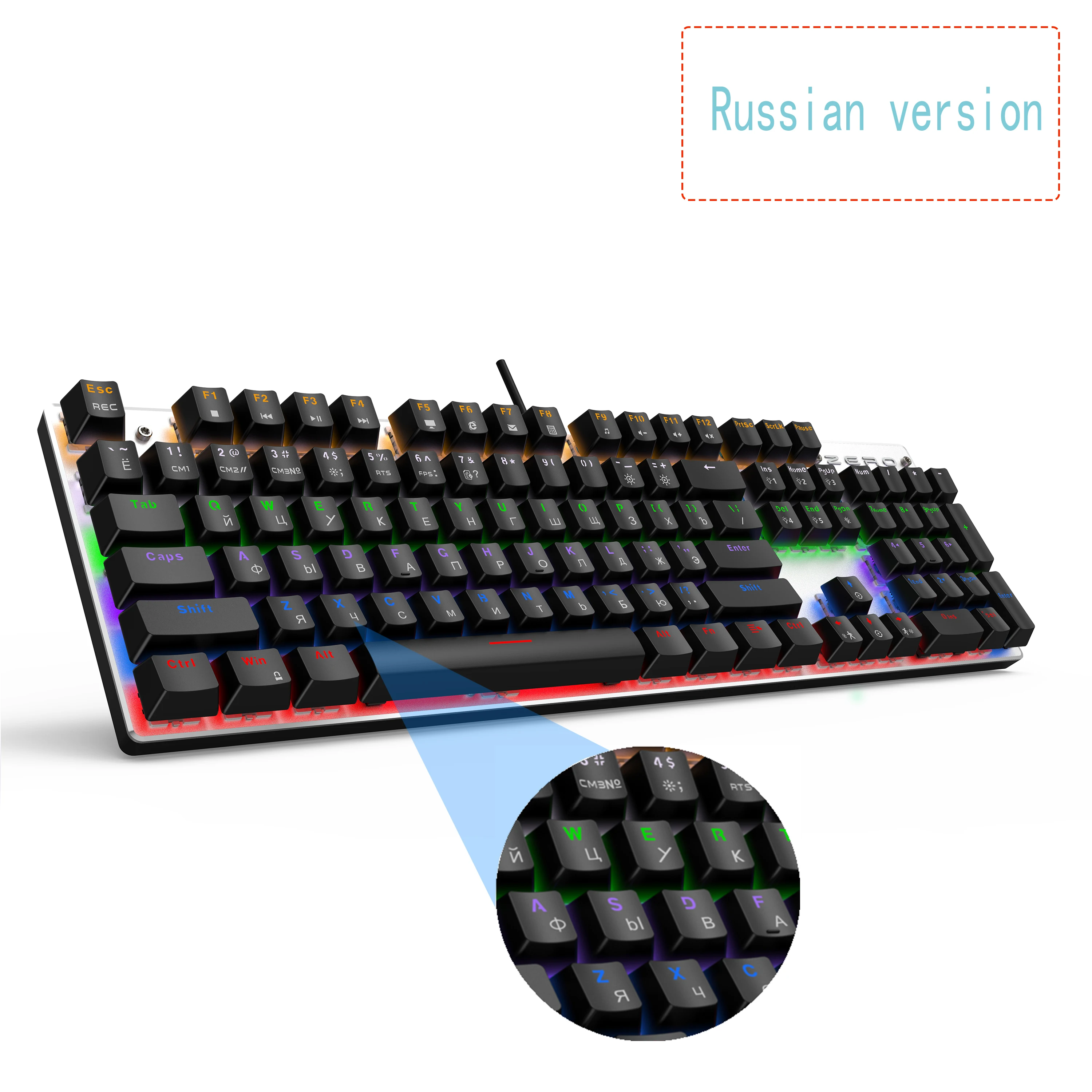 pc keyboard Metoo  Edition Mechanical Keyboard 87 keys Blue Switch Gaming Keyboards for Tablet Desktop  Russian sticker mini keyboard pc Keyboards