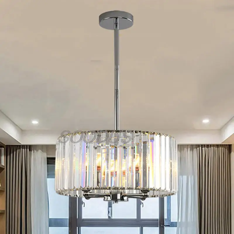 

Modern Luxury Wrought Iron Crystal Round Hanging Chandelier Aisle Porch Light Bedroom Hall Led Ceiling Pendant Lamp Decoration