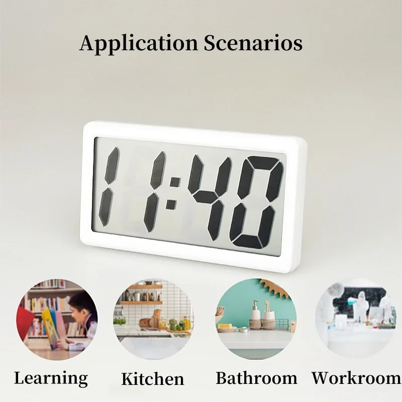 1pc Mini Battery Powered Digital Desk Clock Time Date 12-hour Display Table Clock Wall-mounted LCD With 4Pcs AG10 Battery