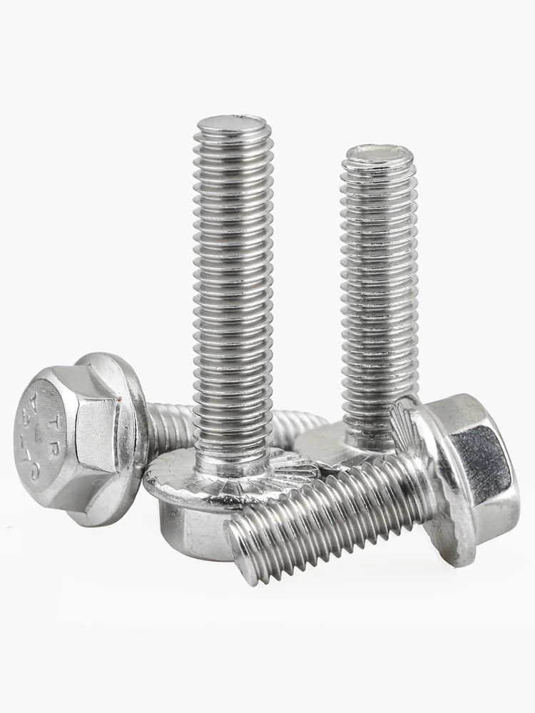 

5pcc M8 304 Stainless Stee Hexagon Bolts with Flange GB5789 d Toothed Anti-slip Screw 6.8 Hexagonal Screws