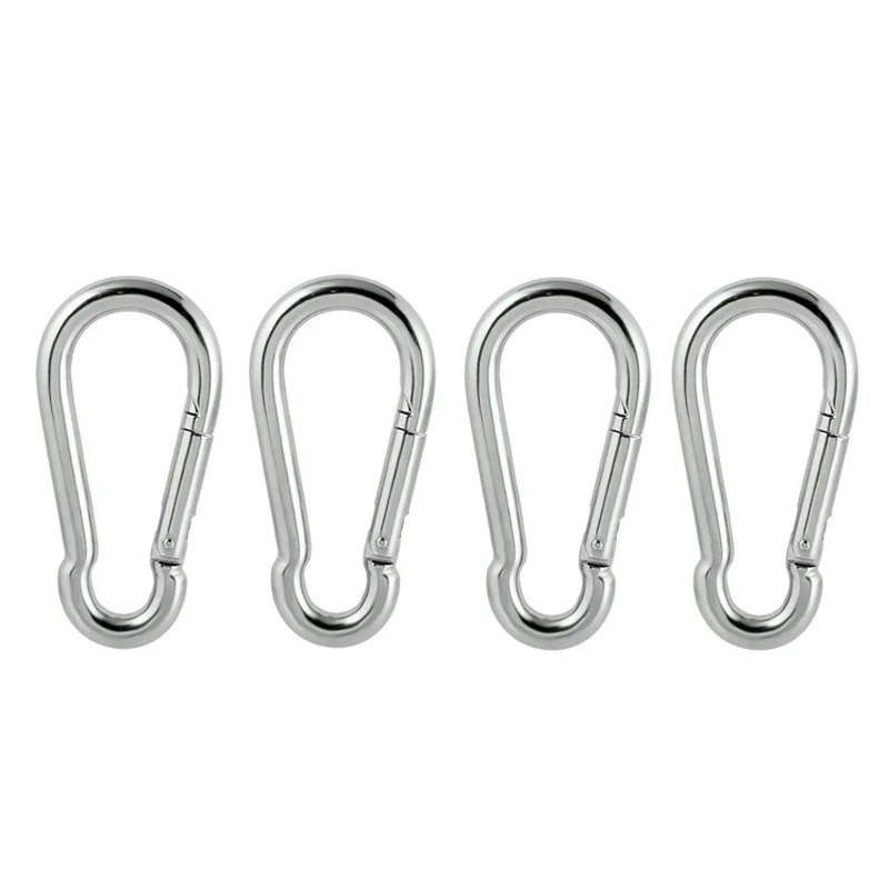 4Pcs 304 Stainless Steel 5x50mm Silver Snap Fastener Hook Carabiner Spring Clip Quick Safe Lock Key-Lock термокружка laplaya carabiner safe violet 0 35l 560085