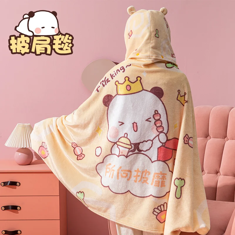 

Lovely Bubu And Dudu Flannel Cloak Multi Functional Lazy Pajamas Shawl Blanket Soft Plush Sleeping Blanket For Home Office Nap