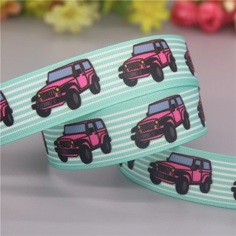 50yards Car Tractor Train Race Printed Grosgrain Ribbon Accessories Headwear Decoration Collar DIY Sewing Craft S2528 DHK