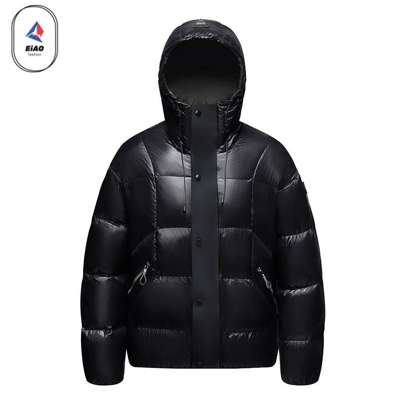 eiao Lightweight Down Jacket Men Ski Camping Waterproof Windproof Puffer Jackets 2025 Winter Fashion White Duck Down Filler Coat