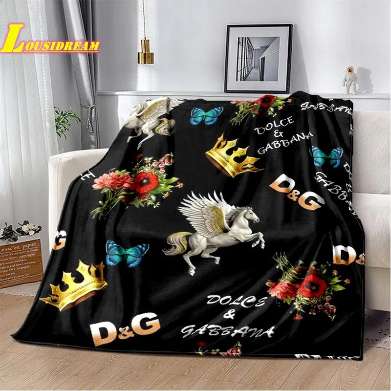 D-Dolce & Gabbana-G printed blanket DG sofa bedroom bed decoration soft flannel blanket camping quilt fashion birthday gift