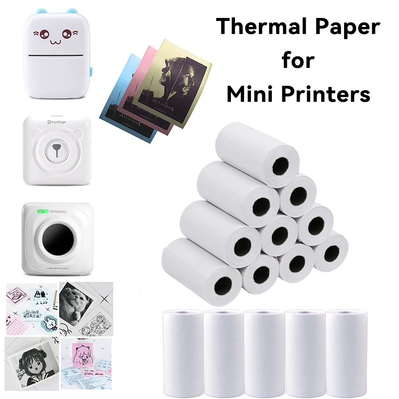 15Rolls 57x25 MM White Thermal Paper for Mini Printers Children Camera Label Sticker Paper Instant Print Kids Camera Photo Instant Camera Refill Paper Thermal Sticker Paper Instant Camera Paper